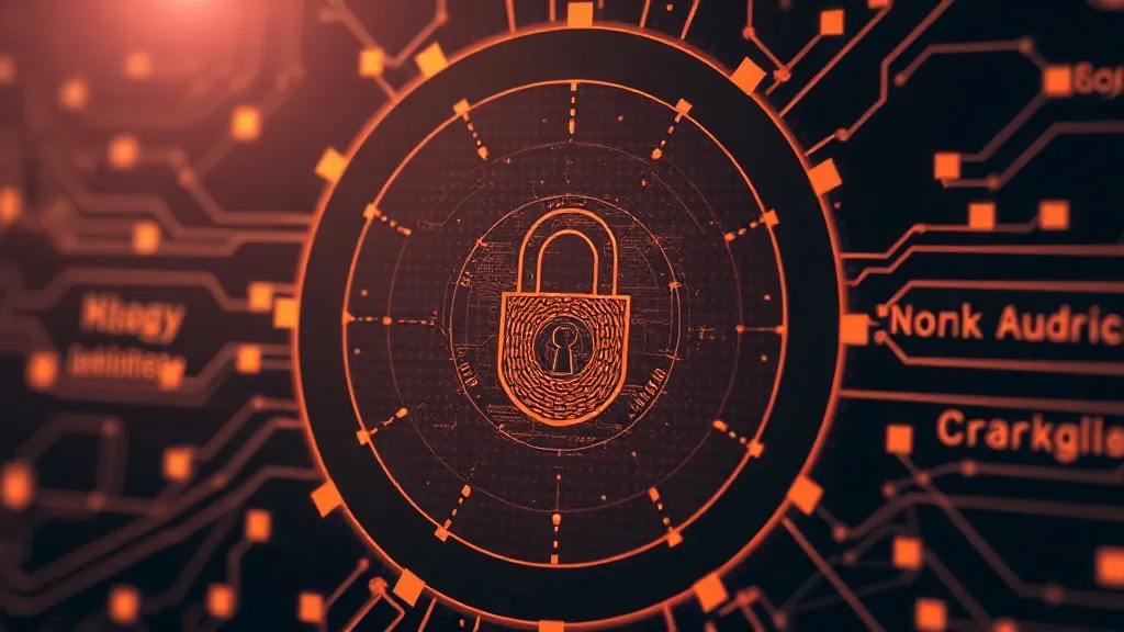 Abstract visualization of digital security layers, bronze an