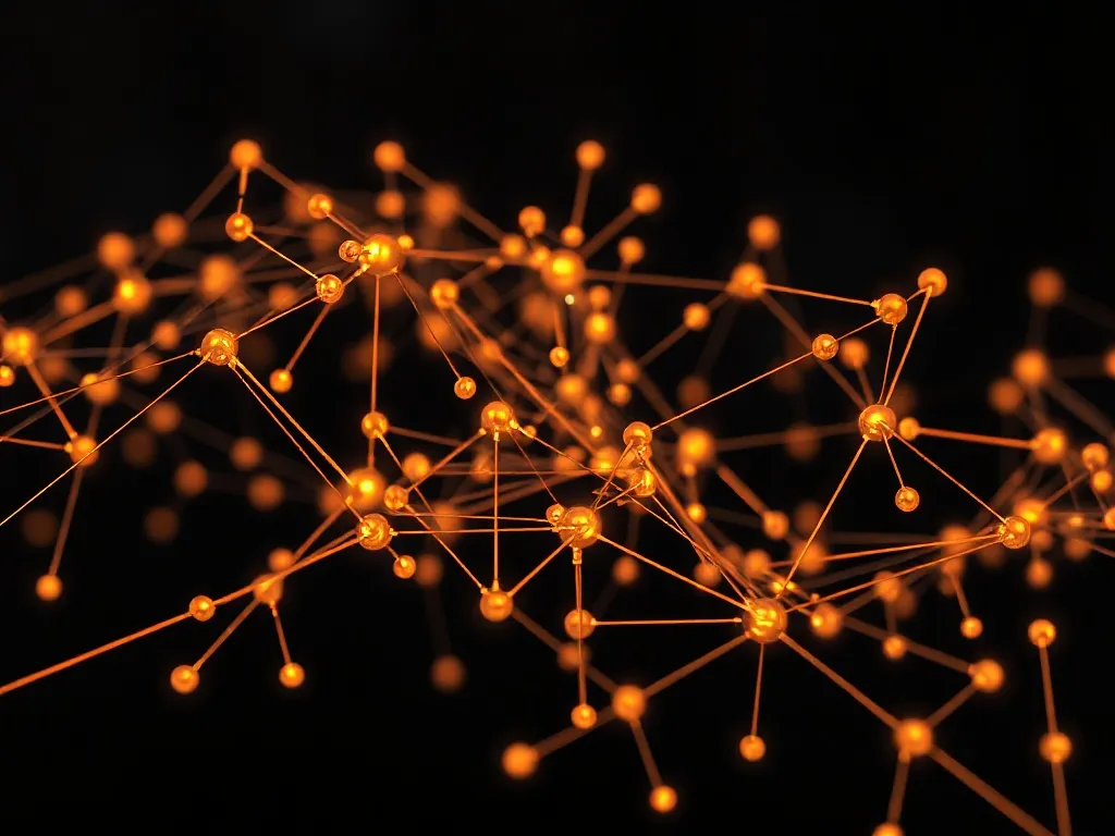 Abstract 3D visualization of neural network layers, connecte